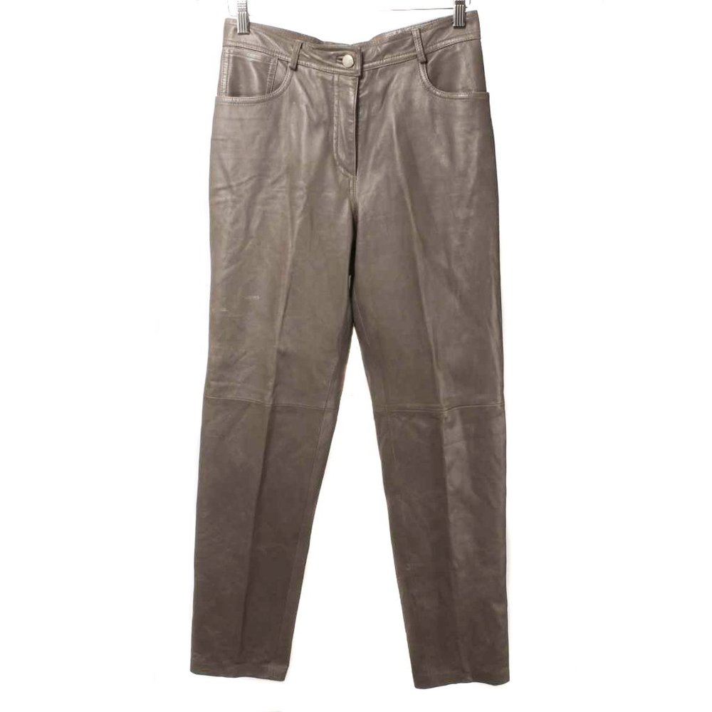 Vintage GENNY WAY Tauple Leather Slim Leg High Waist Pants Italian Made